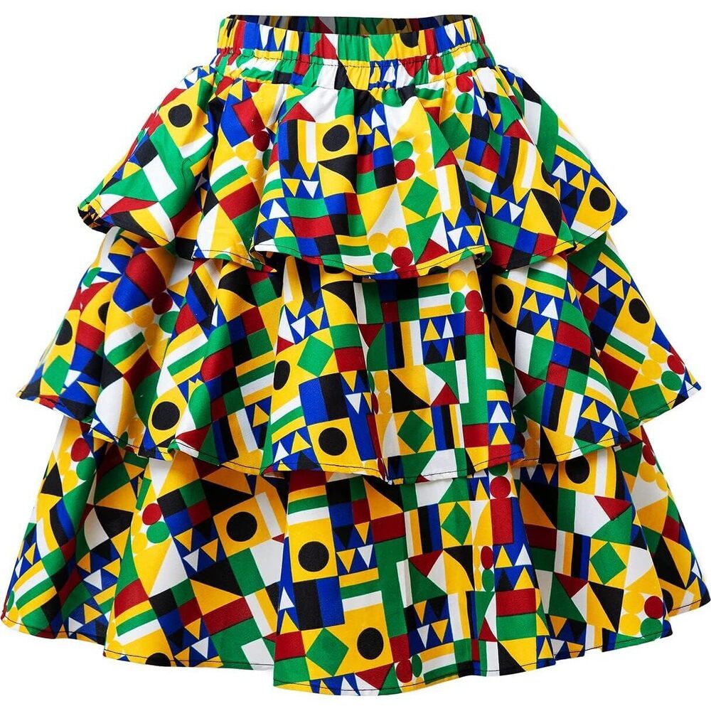 1323 African Print Skirt Ankara Wax Short Skirt2X-Large,Color H